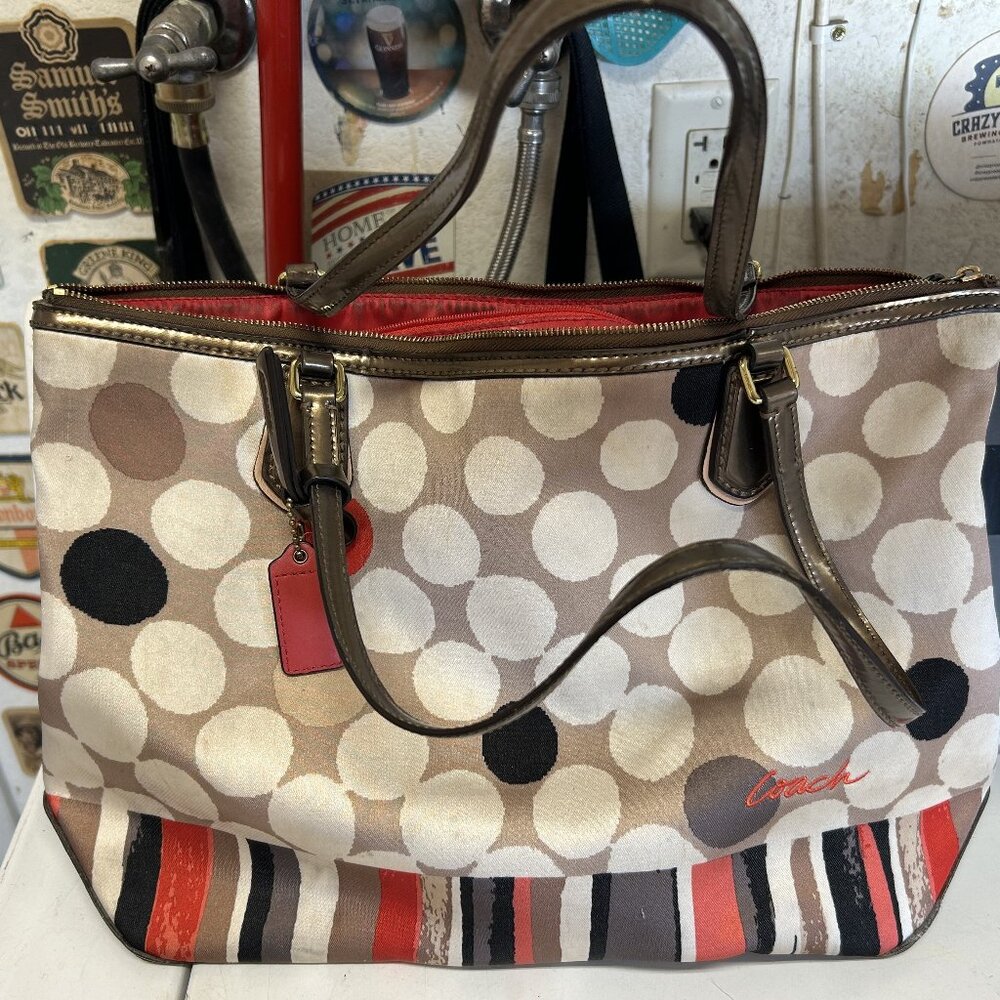 Coach Poppy Watercolor Dots Shopper Tote